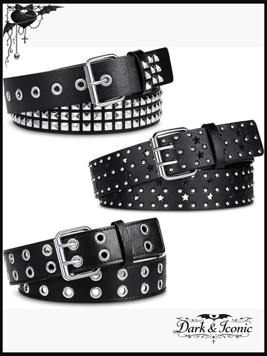 Goth Studded Rivet Belt Set Punk Y2k Belts for Men Women Gift